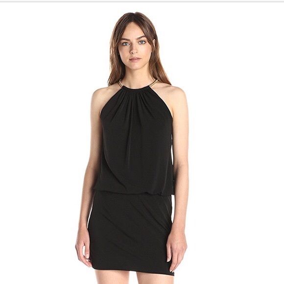Jessica Simpson black gold halter dress